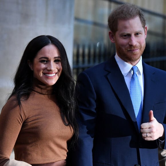 Le prince Harry, duc de Sussex, et Meghan Markle, duchesse de Sussex, en visite à la Canada House à Londres.