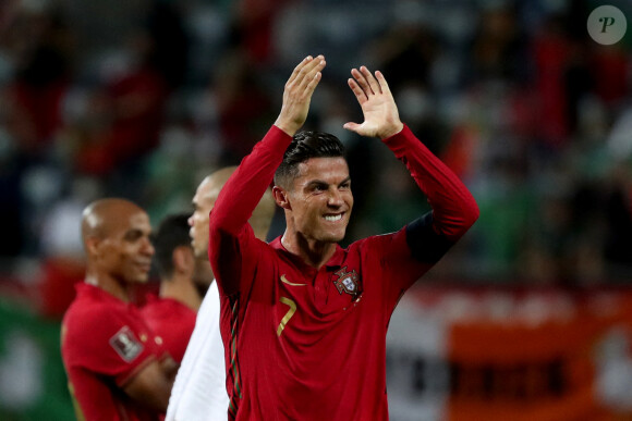Cristiano Ronaldo devient meilleur buteur de l'histoire en sélection nationale lors de la qualification de la coupe du monde 2022 entre le Portugal et l'Irlande à Faro le 1er septembre 2021. © Pedro Fiuza/ZUMA Press Wire