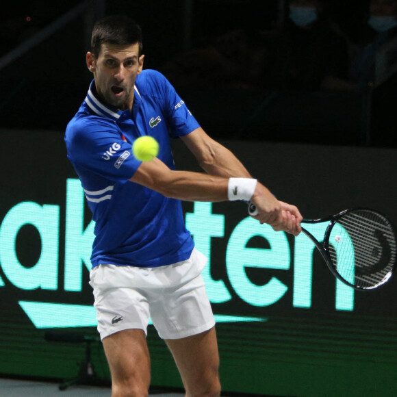 Novak Djokovic - Tennis : 1/2 finale de la Coupe Davis Serbie Vs Croatie à Madrid. La Croatie en finale. © Laurent Lairys / Panoramic / Bestimage