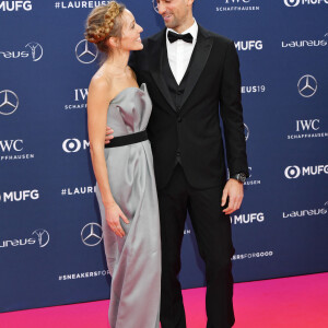 Jelena Djokovic et son mari Novak Djokovic - Les célébrités posent sur le tapis rouge lors de la soirée des "Laureus World sports Awards" à Monaco le 18 février, 2019