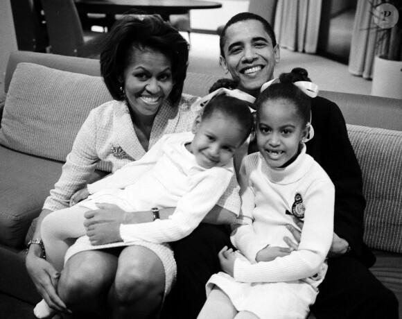 Michelle et Barack Obama et leurs filles Natasha et Malia Ann à Washington. Le 12 mai 2013 