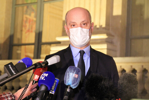 Point Presse de Jean-Michel Blanquer après la reception des organisations syndicales de l'enseignement au Ministère de l'Education nationale et de la Jeunesse à Paris le 13 janvier 2022. © Panoramic/Bestimage