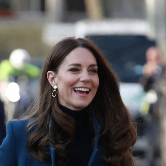 Catherine (Kate) Middleton, duchesse de Cambridge, arrive au "Foundling Museum" à Londres le 19 janvier 2022. Le Foundling Museum raconte l'histoire du Foundling Hospital, la première organisation caritative pour enfants du Royaume-Uni fondée en 1739 en tant que foyer pour les enfants dont les mères ne pouvaient pas les garder ou s'occuper d'eux.