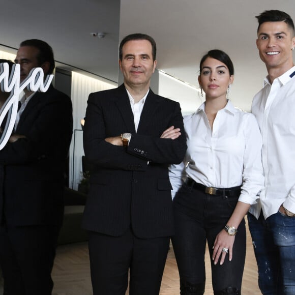 Paulo Ramos, Georgina Rodriguez et son compagnon Cristiano Ronaldo - Cristiano Ronaldo ouvre une clinique de greffe de cheveux "Insparya Hair Clinic'" à Madrid, Espagne, le 18 mars 2019.