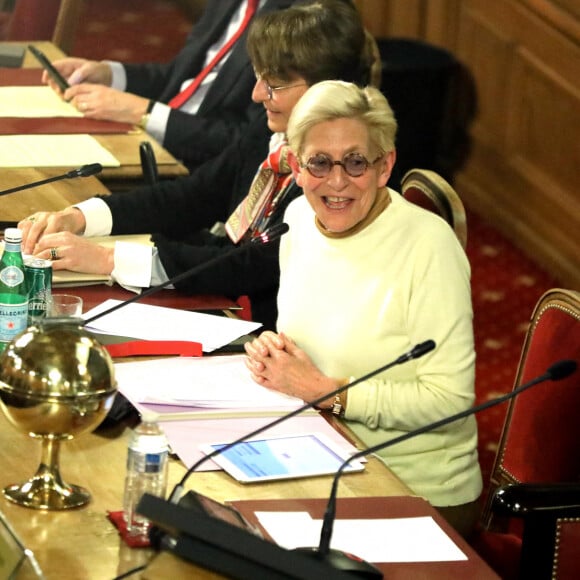 Isabelle Balkany, maire par intérim pendant la détention de son mari, préside le dernier conseil municipal de la commune de Levallois Perret avant les élections de mars 2020, à la mairie de Levallois-Perret, France, le 13 février 2020. © Dominique Jacovides/Bestimage