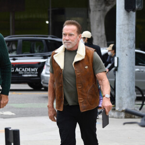 Arnold Schwarzenegger va déjeuner avec ses fils Patrick et Christopher chez "RD Kitchen" à Los Angeles