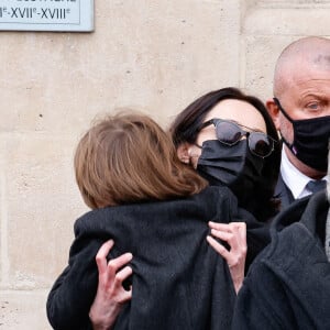 Gaëlle Pietri (ex-compagne du défunt) et son fils Orso - Sorties des obsèques (bénédiction) de Gaspard Ulliel en l'église Saint-Eustache à Paris. Le 27 janvier 2022 © Jacovides-Moreau / Bestimage 