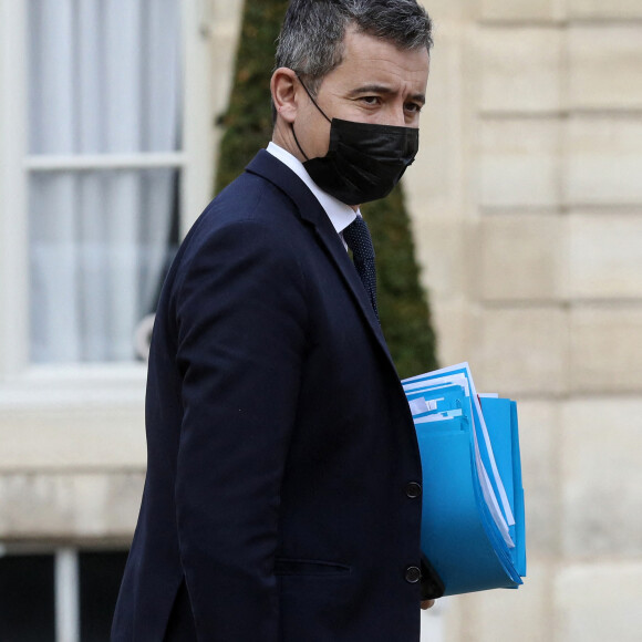 Gérald Darmanin, ministre de l'intérieur à la sortie du conseil des ministres, au palais de l'Elysée, à Paris, France, le 20 janvier 2022. © Stéphane Lemouton/Bestimage 