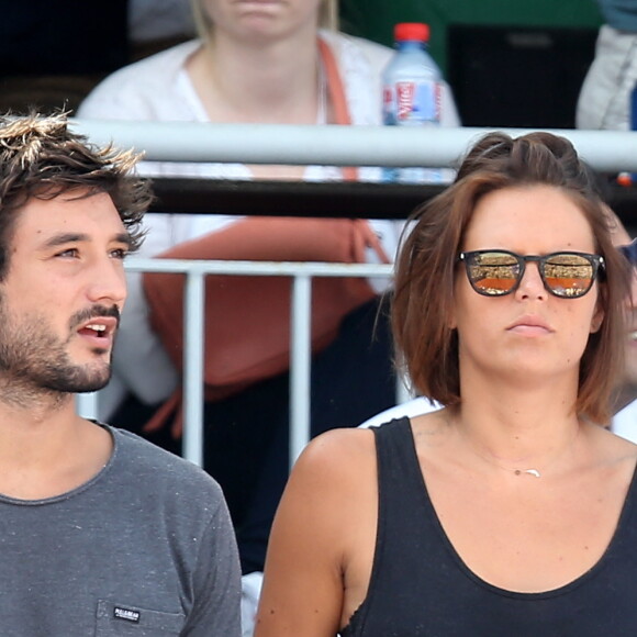 Laure Manaudou et Jérémy Frérot - People dans les tribunes lors de la finale des Internationaux de tennis de Roland-Garros à Paris, le 7 juin 2015.