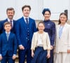 Le prince Frederik, la princesse Mary, le prince Christian, la princesse Isabella, la princesse Joséphine et le prince Vincent de Danemark - La famille royale du Danemark lors de la confirmation du prince Christian en l'église du château de Fredensborg, Danemark, le 15 mai 2021.