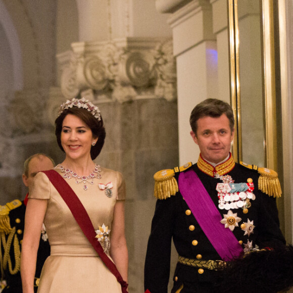 La princesse Mary de Danemark, le prince Frederik de Danemark - Le roi Philippe de Belgique et la reine Mathilde de Belgique en visite d'Etat au Danemark, sont invités au banquet d'Etat au Palais de Christiansborg à Copenhague au Danemark le 28 mars 2017.