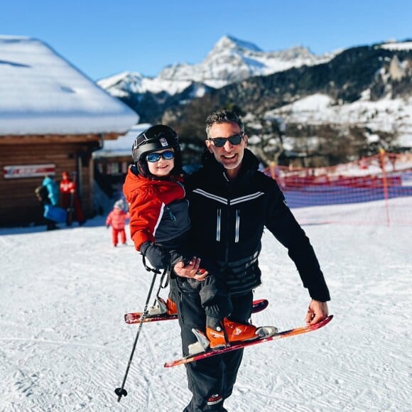 Patrick Guérineau au ski en famille, décembre 2021