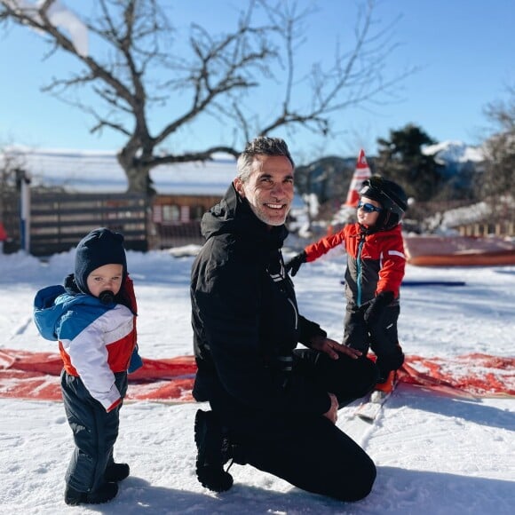 Patrick Guérineau au ski en famille, décembre 2021