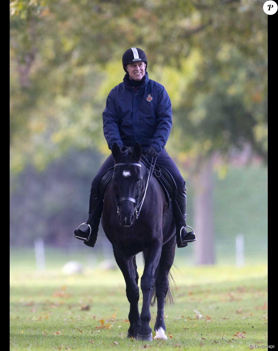 Le prince Andrew, duc d'York, fait une balade à cheval à Windsor le 6 novembre 2021.