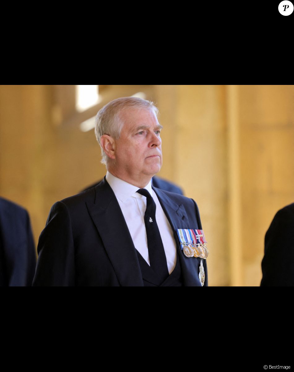 Le prince Andrew, duc d'York - Arrivées aux funérailles du prince Philip, duc d'Edimbourg à la chapelle Saint-Georges du château de Windsor, le 17 avril 2021.