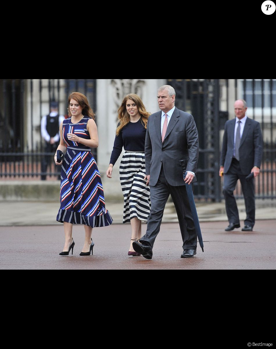 La princesse Eugenie et la princesse Beatrice et leur père le prince Andrew - La famille royale d'Angleterre au "Patron's Lunch" à Londres, à l'occasion du 90ème anniversaire de la reine. Le 12 juin 2016
