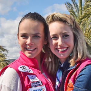 Pauline Ducruet et Jazmin Grace Grimaldi (la fille du prince A. II de Monaco) - Départ du 28ème Rallye Aicha des Gazelles depuis la Promenade des Anglais à Nice le 17 mars 2018. © Bruno Bebert/Bestimage