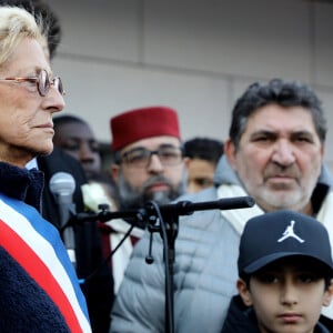 Isabelle Balkany et Christian Chouviat, pére de Cédric - Marche blanche pour la mémoire de Cédric Chouviat dans les rues de Levallois-Perret le 12 Janvier 2020. © Dominique Jacovides / Bestimage