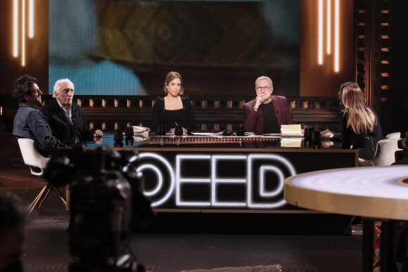 Exclusif - Léa Salamé, Laurent Ruquier sur le plateau de l'émission "On Est En Direct" (OEED) du samedi 5 février, présentée par L.Salamé et L.Ruquier et diffusée en direct sur France 2 à Paris, France, le 5 février 2022. © Jack Tribeca/Bestimage 