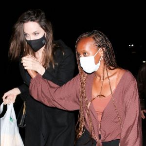 Exclusif - Angelina Jolie et sa fille Zahara à la sortie du concert de Ziggy Marley au Hollywood Bowl. Los Angeles.