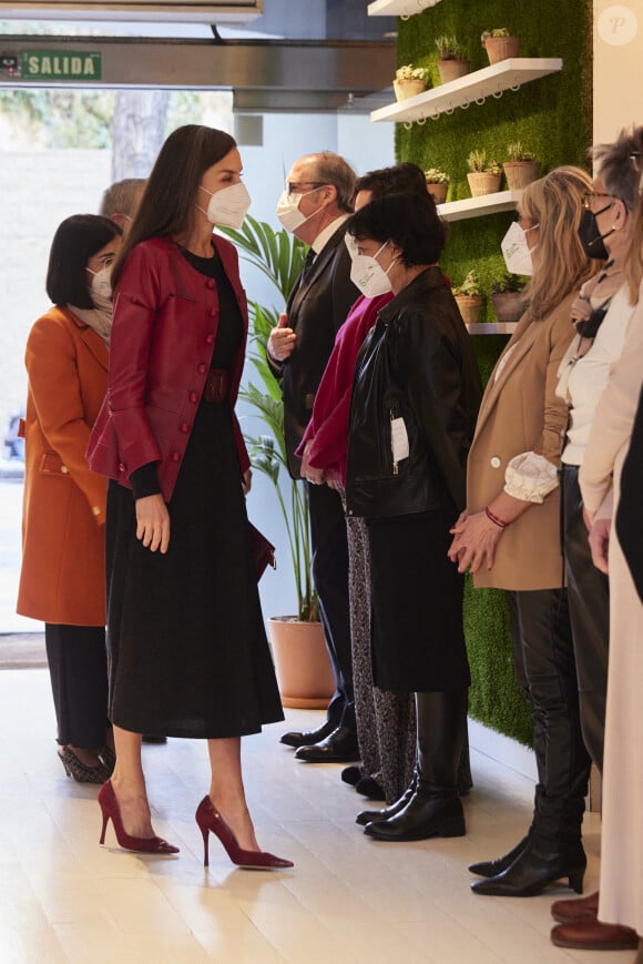 La reine Letizia d'Espagne se rend au 11 ème Forum de la "Journée Mondiale de la lutte contre le cancer (World Cancer Day Forum)" à Madrid, le 4 février 2022.