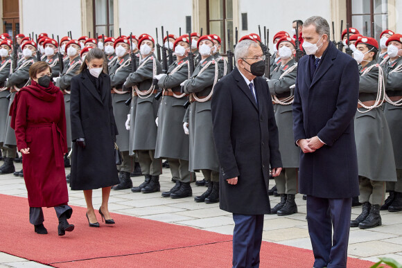 Le couple royal espagnol, le roi Felipe VI et la reine Letizia d'Espagne, est arrivé à Vienne pour une visite officielle en Autriche, le 31 janvier 2022.