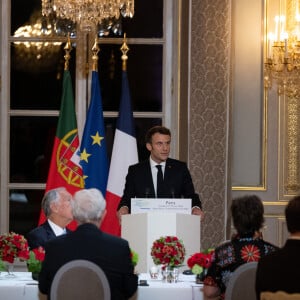 Dîner offert par le Président de la République et Mme Brigitte Macron en l'honneur de M. Marcelo Rebelo de Sousa, Président de la République portugaise au palais de l'Elysée à Paris le 11 février 2022. © Céline Bregand / Pool / Bestimage 