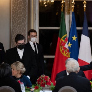 Dîner offert par le Président de la République et Mme Brigitte Macron en l'honneur de M. Marcelo Rebelo de Sousa, Président de la République portugaise au palais de l'Elysée à Paris le 11 février 2022. © Céline Bregand / Pool / Bestimage 