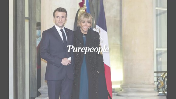 Brigitte Macron très élégante au bras d'Emmanuel Macron, pour un grand dîner à l'Elysée