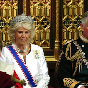 Camilla Parker Bowles, duchesse de Cornouailles, et le prince Charles - La famille royale d'Angleterre lors de la cérémonie d'ouverture du parlement à Londres. Le 27 mai 2015 