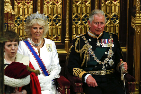 Camilla Parker Bowles, duchesse de Cornouailles, et le prince Charles - La famille royale d'Angleterre lors de la cérémonie d'ouverture du parlement à Londres. Le 27 mai 2015 