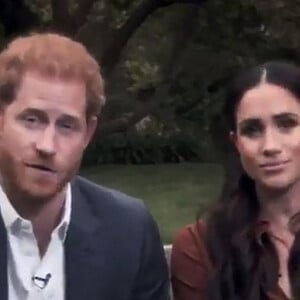 Le prince Harry, duc de Sussex, et Meghan Markle, duchesse de Sussex en pleine interview pour TIME 100 television ABC. 