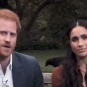 Le prince Harry, duc de Sussex, et Meghan Markle, duchesse de Sussex en pleine interview pour TIME 100 television ABC, le 23 septembre 2020 