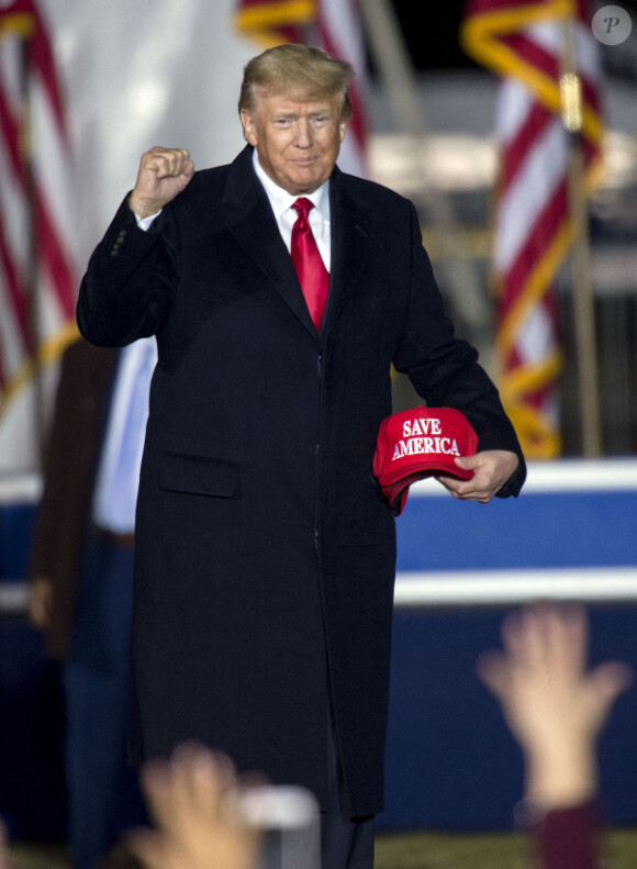 Donald J. Trump prend la parole au parc des expositions du comté de Montgomery lors d'un rassemblement Save America. Conroe, le 30 janvier 2022.