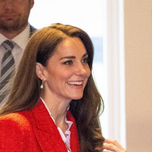 Catherine (Kate) Middleton, duchesse de Cambridge, arrive pour visiter le programme de santé mentale infantile à l'Université de Copenhague, Danemark, le 22 février 2022.