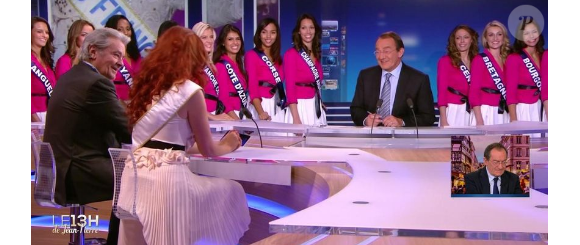 Jean-Pierre Pernaut entouré des candidates au titre de Miss France sur le plateau de TF1