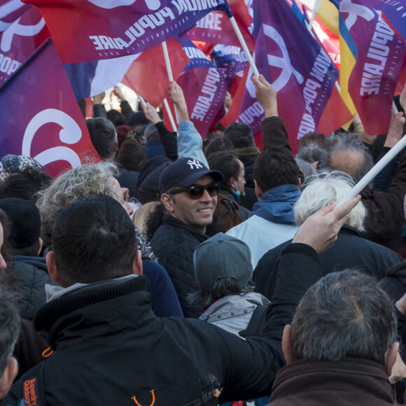 Jean-Luc Mélenchon, candidat à l'élection présidentielle, est en meeting sur l'esplanade du Gros Caillou à Lyon le 6 mars 2022