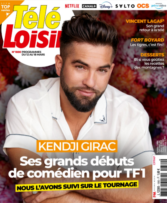 Kendji Girac fait la couverture du nouveau numéro de Télé Loisirs paru le 7 mars 2022