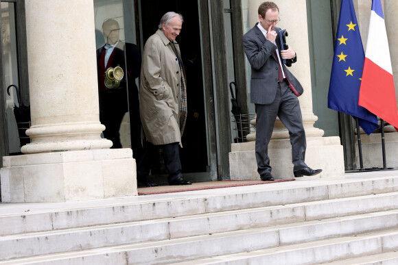 Claude Bébéar et Laurent Bigorgne lors d'un rendez-vous à l'Elysée le 15 avril 2013