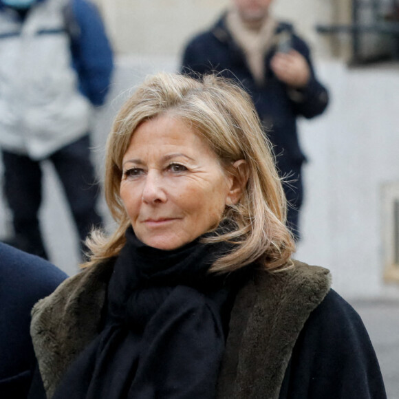 Claire Chazal - Obsèques de Jean-Pierre Pernaut en la Basilique Sainte-Clotilde à Paris le 9 mars 2022. © Christophe Clovis / Bestimage