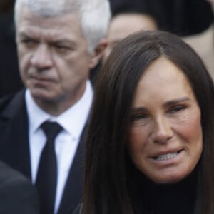 Nathalie Marquay-Pernaut- Sorties des obsèques de Jean-Pierre Pernaut en la Basilique Sainte-Clotilde à Paris, France, le 9 mars 2022. © Denis Guignebourg/BestImage 