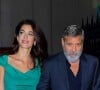 George Clooney et sa femme Amal Alamuddin Clooney à la sortie de la soirée caritative International Law benefit à The Frick Collection à New York, le 1er octobre 2019 