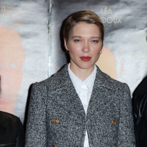 La réalisatrice Ildiko Enyedi, Léa Seydoux et Sandor Funtek à l'avant-première du film "L'histoire de ma femme" à l'UGC Ciné Cité Les Halles. Paris, le 10 mars 2022.