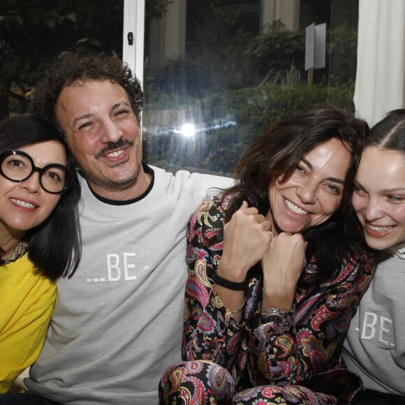 Exclusif - Sylvie Hoarau, Nicolas Ouchenir, Sandra Sisley et Lola Le Lann à la vente de hoodies solidaire pour l'Ukraine et présentation de la nouvelle capsule de la marque "Be Yogi" au Tigre Yoga Club de Chaillot. Paris, le 17 mars 2022 © Denis Guignebourg / Bestimage