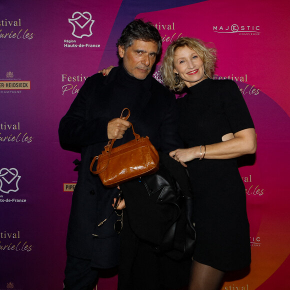 Pascal Elbé, Alexandra Lamy lors de la cérémonie de clôture de la 5ème édition du festival Pluriel.les (Plurielles) au cinéma Majestic de Compiègne, France, le 19 mars 2022 . © Christophe Clovis/Bestimage 