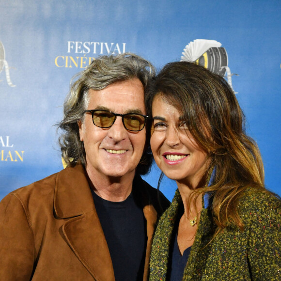 François Cluzet et sa femme Narjiss durant la troisième soirée de la 1ere éditon du Festival Ciné Roman à Nice le 25 octobre 2019 © Bruno Bebert / Bestimage