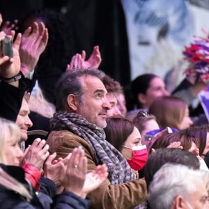 Jean Dujardin et sa femme Nathalie Péchalat - Programme de danse rythmique des championnats du monde de patinage artistique 2022 à Montpellier, France, le 25 mars 2022. © Studio AJ/MPP/Bestimage 