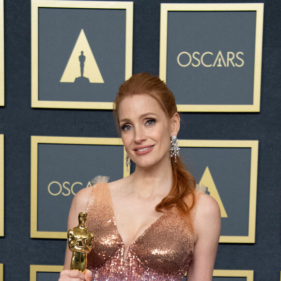 Jessica Chastain (Oscar de la meilleure actrice pour Dans les yeux de Tammy Faye) - Press Room de la 94ème édition de la cérémonie des Oscars à Los Angeles le 27 mars 2022 