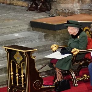 Elizabeth II lors de la cérémonie hommage au prince Philip à l'abbaye de Westminster, le 29 mars 2022, à Londres.