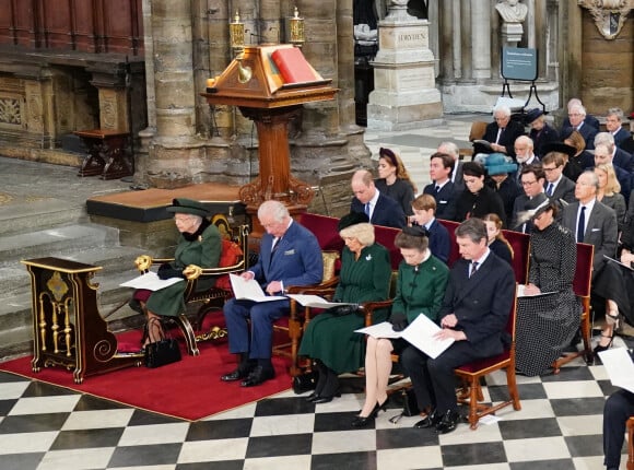 La famille royale réunie pour la cérémonie hommage au prince Philip à l'abbaye de Westminster, le 29 mars 2022, à Londres.